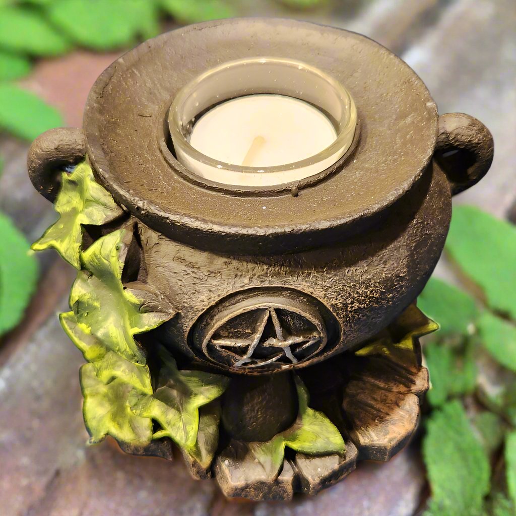 Pentacle Cauldron Tea Light Candle Holders