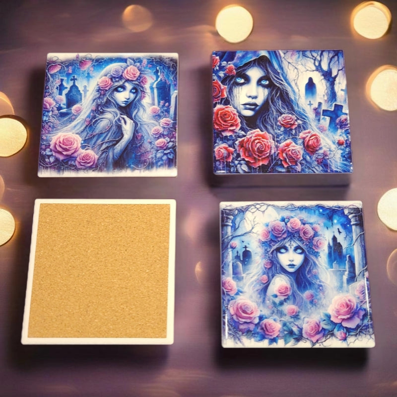 Ghost Girl Ceramic Coasters