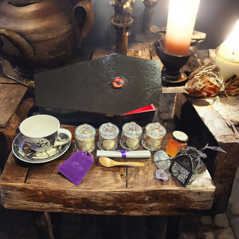 Magickal Tea Set with Coffin Shadow Box